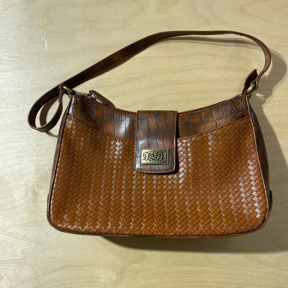 Cold Water Creek Brown Woven Leather Shoulder Bag (NJ)
